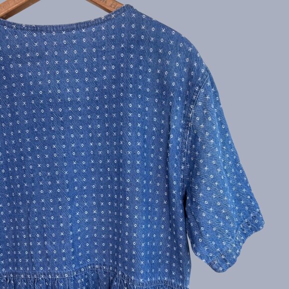 Vintage 80s Mizz Lizz Button Front Denim Shirt Dress - Picture 8 of 12